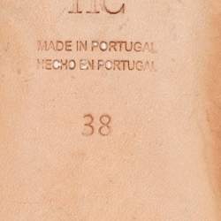 Pre Owned CH Carolina Herrera Black Monogram Embossed Leather Matryoshka Locked Slide Sandals Size 38