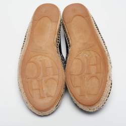 Pre Owned CH Carolina Herrera Black Suede Crystal Embellished Espadrille Flats Size 38