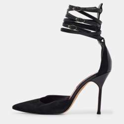 CH Carolina Herrera Black Suede Ankle Wrap Pumps Size 40