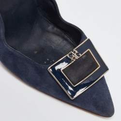 CH Carolina Herrera Blue Suede Pointed Toe Pumps Size 40
