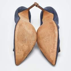CH Carolina Herrera Blue Suede Pointed Toe Pumps Size 40