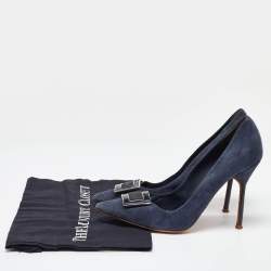 CH Carolina Herrera Blue Suede Pointed Toe Pumps Size 40