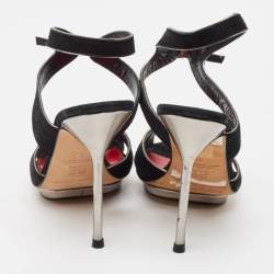 مملوكة مسبقًا CH Carolina Herrera Black Leather Ankle Strap Sandals Size 40