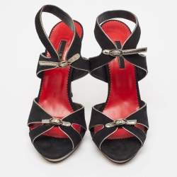 مملوكة مسبقًا CH Carolina Herrera Black Leather Ankle Strap Sandals Size 40