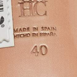 Pre Owned CH Carolina Herrera Red Suede and PVC Ankle Strap Sandals Size 40