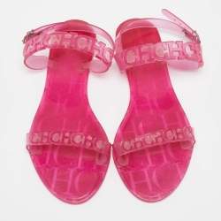 CH Carolina Herrera Pink Jelly Ankle Strap Flat Sandals Size 37