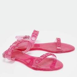 CH Carolina Herrera Pink Jelly Ankle Strap Flat Sandals Size 37