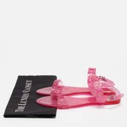 CH Carolina Herrera Pink Jelly Ankle Strap Flat Sandals Size 37