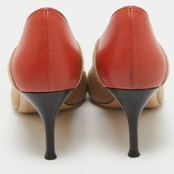 CH Carolina Herrera Tricolor Suede and Leather Pointed Toe Pumps Size 36