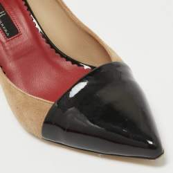 CH Carolina Herrera Tricolor Suede and Leather Pointed Toe Pumps Size 36