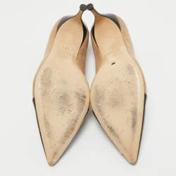 CH Carolina Herrera Tricolor Suede and Leather Pointed Toe Pumps Size 36