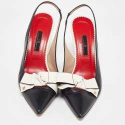 Pre Owned صندل سي إتش كارولينا هيريرا جلد عنابي وجلد لامع بفيونكة مقدمة مدببة حزام خلفي للكاحل مقاس 39