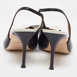 Pre Owned صندل سي إتش كارولينا هيريرا جلد عنابي وجلد لامع بفيونكة مقدمة مدببة حزام خلفي للكاحل مقاس 39