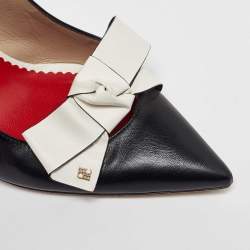 Pre Owned صندل سي إتش كارولينا هيريرا جلد عنابي وجلد لامع بفيونكة مقدمة مدببة حزام خلفي للكاحل مقاس 39