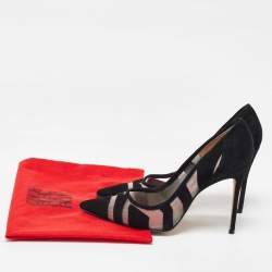 Pre Owned CH Carolina Herrera Black Suede and Mesh Pointed Toe Pumps Size 40