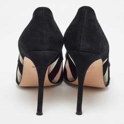 Pre Owned CH Carolina Herrera Black Suede and Mesh Pointed Toe Pumps Size 40