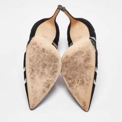 Pre Owned CH Carolina Herrera Black Suede and Mesh Pointed Toe Pumps Size 40