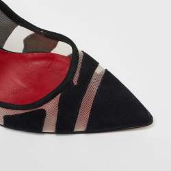 Pre Owned CH Carolina Herrera Black Suede and Mesh Pointed Toe Pumps Size 40