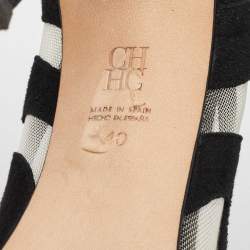 Pre Owned CH Carolina Herrera Black Suede and Mesh Pointed Toe Pumps Size 40