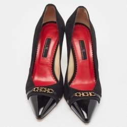 CH Carolina Herrera Black Suede Pointed Toe Pumps Size 38