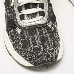 Pre Owned CH Carolina Herrera Black/Silver Canvas Low Top Sneakers Size 39