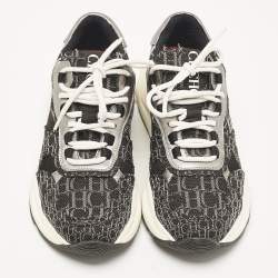 Pre Owned CH Carolina Herrera Black/Silver Canvas Low Top Sneakers Size 39