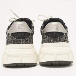 Pre Owned CH Carolina Herrera Black/Silver Canvas Low Top Sneakers Size 39