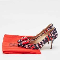 CH Carolina Herrera Multicolor Tweed Fabric Pointed Toe Pumps Size 37