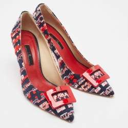 CH Carolina Herrera Multicolor Tweed Fabric Pointed Toe Pumps Size 37