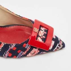 CH Carolina Herrera Multicolor Tweed Fabric Pointed Toe Pumps Size 37