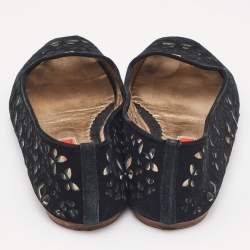 CH Carolina Herrera Black Lazer Cut Suede Smoking Slippers Size 40