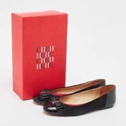 Pre Owned CH Carolina Herrera Black Suede and Patent Leather Ballet Flats Size 39