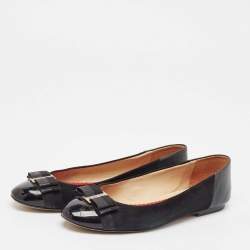 Pre Owned CH Carolina Herrera Black Suede and Patent Leather Ballet Flats Size 39