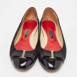Pre Owned CH Carolina Herrera Black Suede and Patent Leather Ballet Flats Size 39