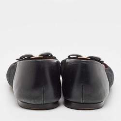 Pre Owned CH Carolina Herrera Black Suede and Patent Leather Ballet Flats Size 39