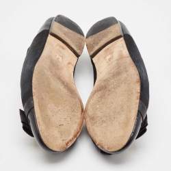 Pre Owned CH Carolina Herrera Black Suede and Patent Leather Ballet Flats Size 39