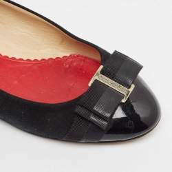 Pre Owned CH Carolina Herrera Black Suede and Patent Leather Ballet Flats Size 39