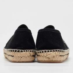 CH Carolina Herrera Black/Silver Crystal Embellished Suede Espadrille Flats Size 39