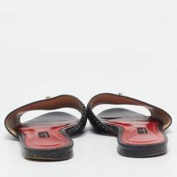 Pre Owned CH Carolina Herrera Black Leather Flat Slides Size 40