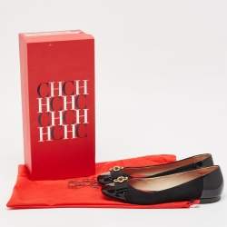 مملوكة مسبقًا CH Carolina Herrera Black Patent Leather and Suede Ballet Flats Size 37