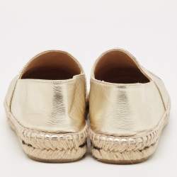 CH Carolina Herrera Gold Leather Slip On Espadrille Flats Size 38