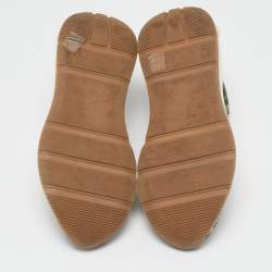 Pre Owned CH Carolina Herrera Black/Green Canvas and Leather Low Top Sneakers Size 42