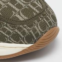 Pre Owned CH Carolina Herrera Black/Green Canvas and Leather Low Top Sneakers Size 42