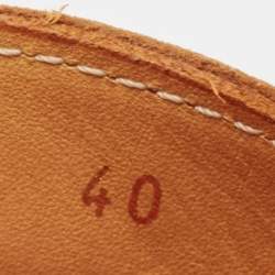 Pre Owned CH Carolina Herrera Brown Leather Logo Embellished Loafers Size 40