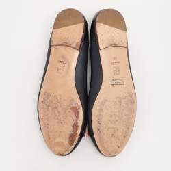 CH Carolina Herrera Navy Blue Croc Embossed and Leather Ballet Flats Size 39