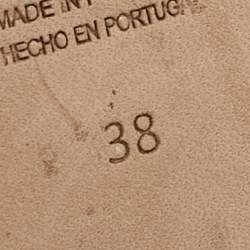 Pre Owned CH Carolina Herrera Metallic Leather and Canvas Logo Slide Sandals Size 38