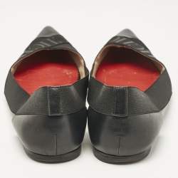 Pre Owned CH Carolina Herrera Black Leather and Stretch Band Ballet Flats Size 40