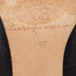 CH Carolina Herrera Black Suede Crystal Embellished Pointed Toe Pumps Size 37