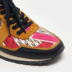 CH Carolina Herrera Multicolor Leather and Satin Low Top Sneakers Size 38