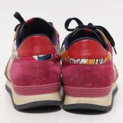 CH Carolina Herrera Multicolor Leather and Satin Low Top Sneakers Size 38